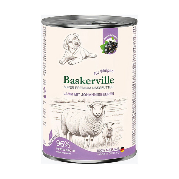 Вологий корм Baskerville (Баскервіль) Super Premium Lamm Mit Johannisbeeren для цуценят Ягня та смородина 400 г