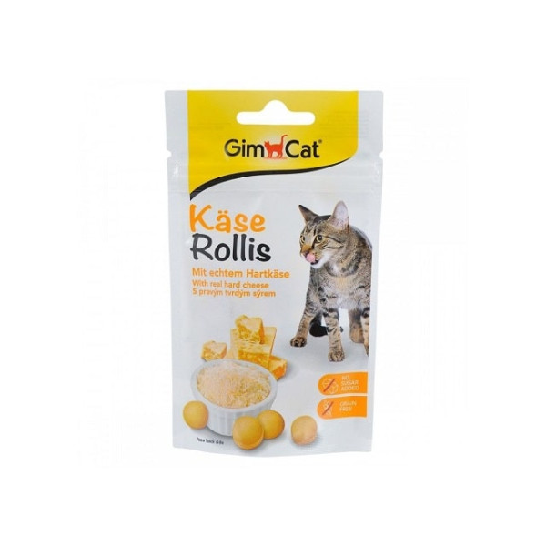 Ласощі GimCat Kase-Rollis для котів таблетки з комплексом вітамінів сирні 40 г