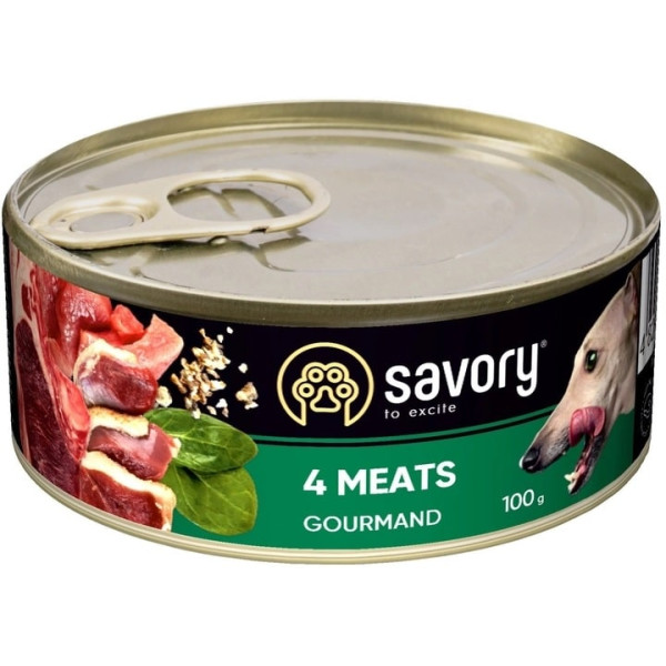 Вологий корм Savory 4 Meats для собак з чотирма видами м'яса 100 г