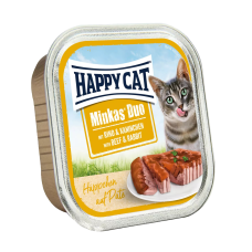 Вологий корм Happy Cat (Хеппі Кет) Minkas Duo для котів паштет яловичина та кролик 100 г.