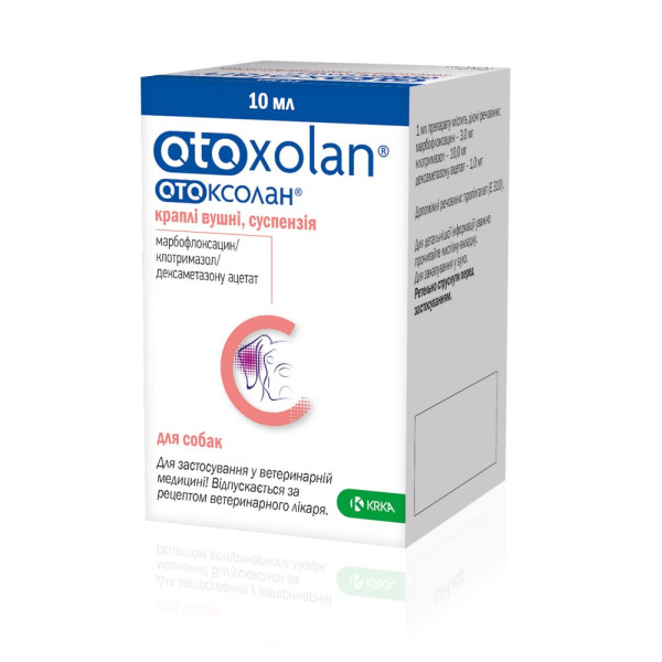 Вушні краплі KRKA Отоксолан для лікування отиту у собак 10 мл