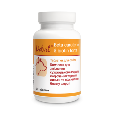 Комплексна вітамінно-мінеральна добавка для шкіри, вовни цуценят та собак Dolfos Dolvit Beta Caroten 90 таб.