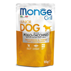 Вологий корм для цуценят Monge Dog GRILL Puppy & Junior курка з індичкою 100 г
