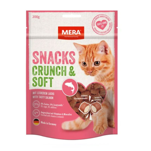 Ласощі Mera SNACKS Crunch & Soft Lachs для котів снеки з лососем 200 г