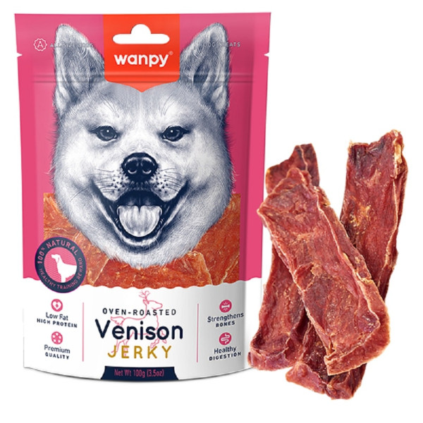 Ласощі Wanpy Vension Jerky для собак шматочки філе оленини 100 г