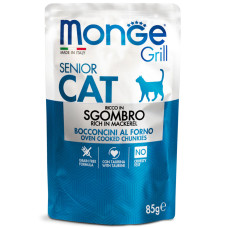 Вологий корм MONGE (Монж) Cat Grill Pouch Rich in Mackerel Senior для котів макрель, скумбрія 85 г