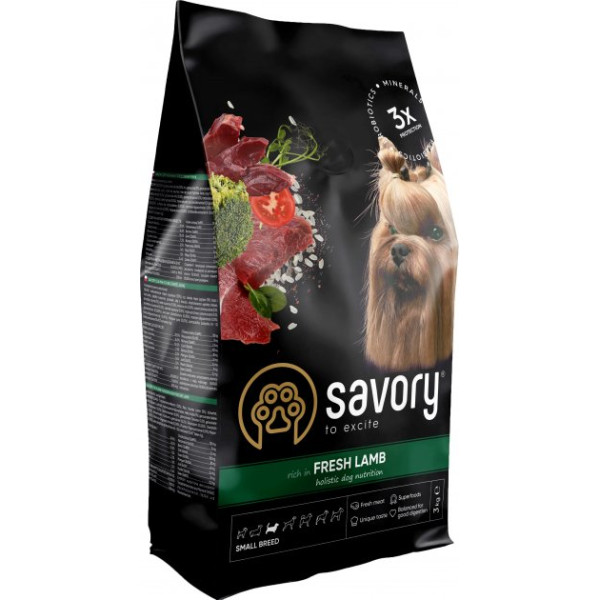 Сухий корм зі свіжого м'яса ягняти для собак малих порід Savory Fresh Lamb Adult Small Breeds 3 кг