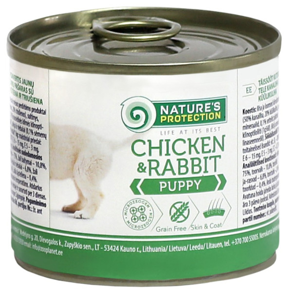 Вологий корм Nature's Protection Puppy Chicken & Rabbit для цуценят курка та кролик 200 г