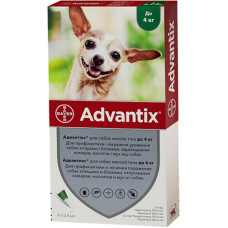 Краплі Bayer Advantix Адвантікс від заражень екто паразитами для собак вагою до 4 кг 4 піпетки