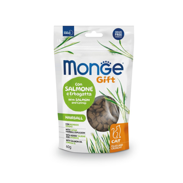 Ласощі MONGE Gift Cat Hairball для котів лосось та котяча м'ята 60 гр