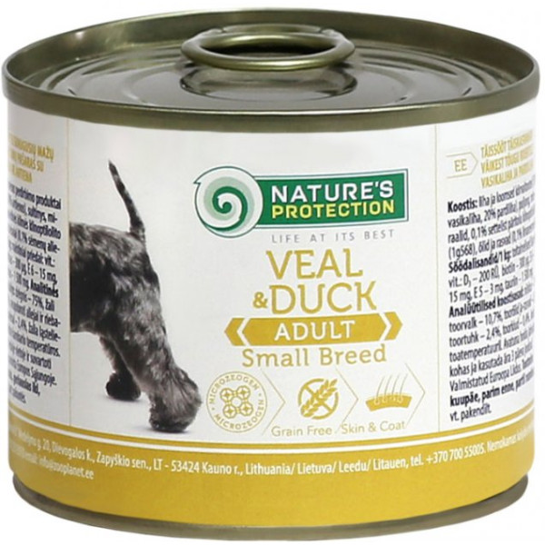 Вологий корм Nature's Protection Adult Veal & Duck Small Breeds для собак малих порід телятина та качка 200 г