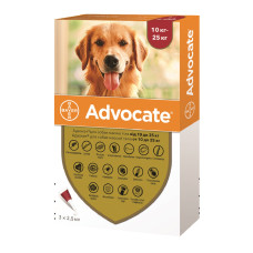 Краплі Bayer Advocate Адвокат для собак від заражень ендо та екто паразитами 10 до 25 кг 3 піпетки