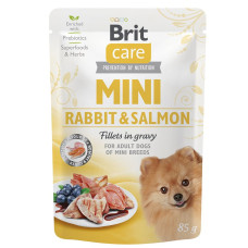 Вологий корм Brit Care Mini Rabbit & Salmon для собак філе кролика та лосося у соусі 85 г