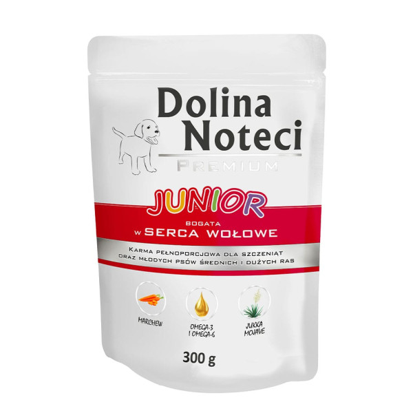 Вологий корм Dolina Noteci Premium Junior для цуценят з яловичим сердцем 300 г