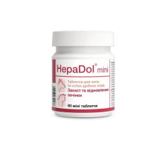 Вітамінно-мінеральна добавка Dolfos HepaDol Mini для здоров'я печінки собак малих порід та котів 60 таб.
