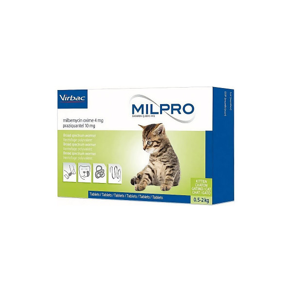 Таблетки Virbac Milpro (Мілпро 4 мг/10 мг) для кошенят, антигельмінтик (вага 0,5-2 кг) №1