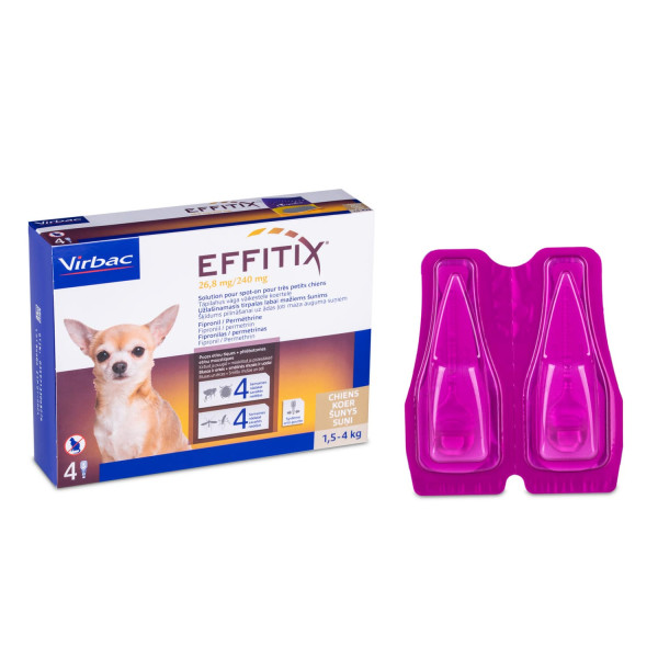 Краплі Virbac Effitix Еффітікс від бліх та кліщів для собак (1.5-4 кг) 4 піпетки