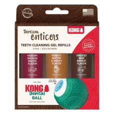 Набір TropiClean Enticers Teeth Cleaning Gel Refills для Kong Dental Ball гелі з різними смаками 3 шт по 14,8 мл