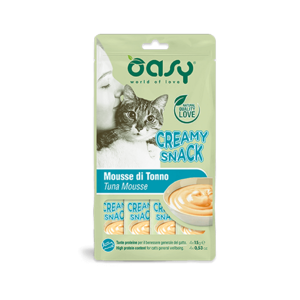 Вологі ласощі Oasy Cat Creamy для котів крем снек з тунцем 4 х 15 г