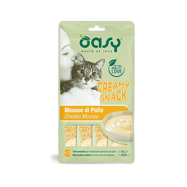 Вологі ласощі Oasy Cat Creamy для котів крем снек з куркою 4 х 15 г