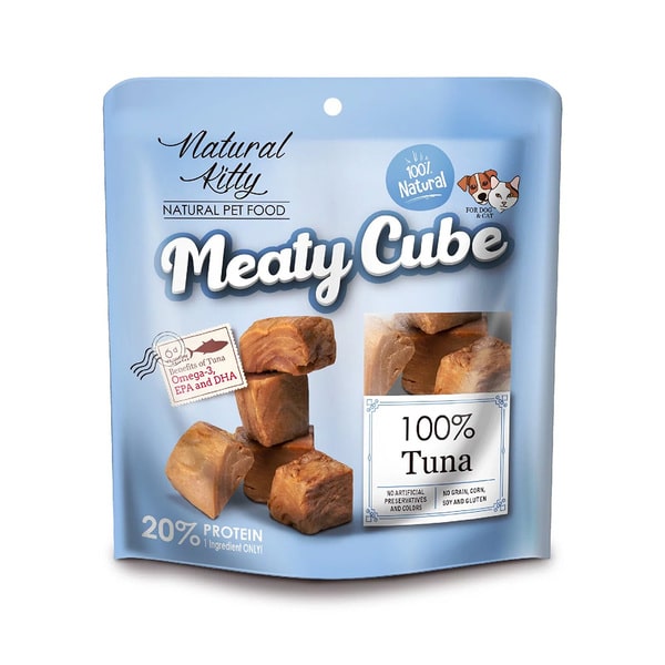 Ласощі Natural Kitty MEATY CUBE 100% TUNA для котів та собак кубики тунця 60 г