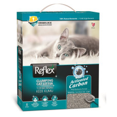 Наповнювач бентонітовий REFLEX (Рефлекс) для котів сірий активний карбон 6 л