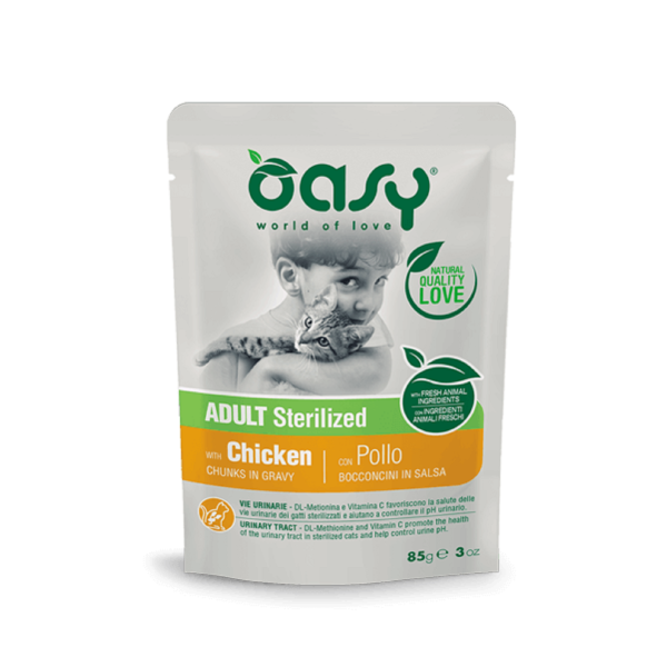 Вологий корм Oasy Cat Adult Sterilized для котів смак курки 85 г