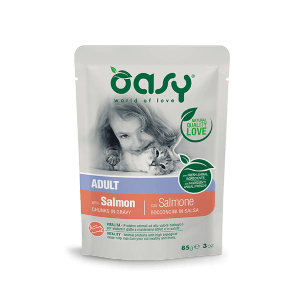 Вологий корм Oasy Cat Adult Salmon для котів смак лосося 85 г