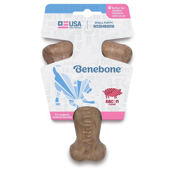 Жувальна іграшка Benebone Wishbone Puppy Bacon для цуценят зі смаком бекону розмір S