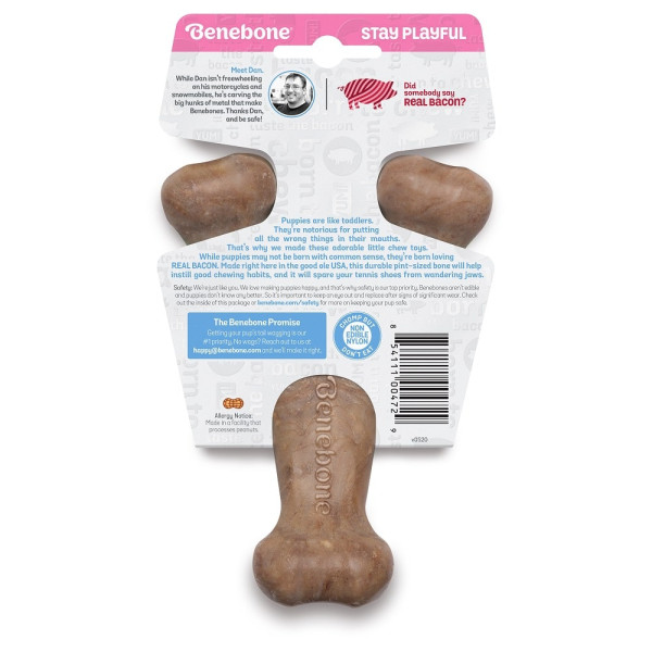 Жувальна іграшка Benebone Wishbone Puppy Bacon для цуценят зі смаком бекону розмір S