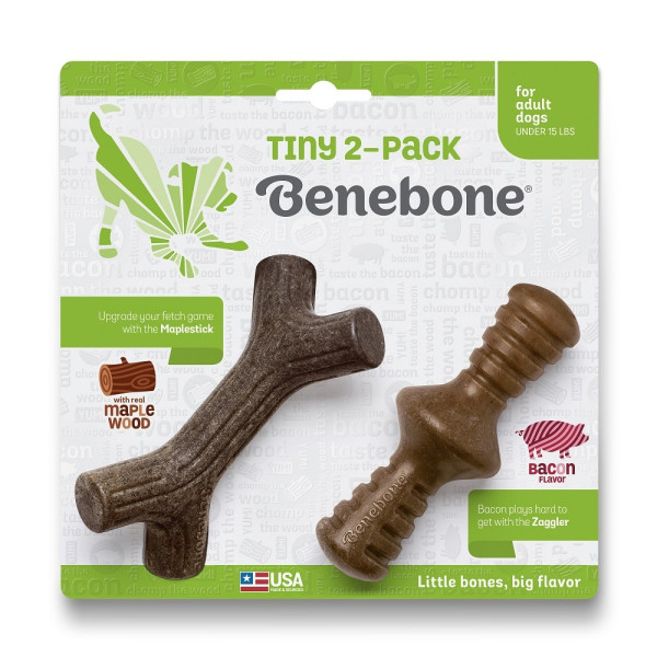 Жувальна іграшка Benebone Tiny 2- Pack Maplstick Maple Wood & Zaggler Becon для собак Кленове дерево, Бекон