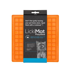 Килимок Антистрес LickiMat Playdate для повільного годування собак та котів 20 х 20 см Жовтогарячий