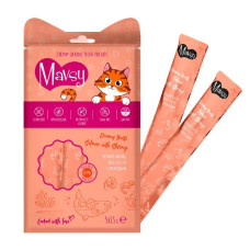 Кремові ласощі Mavsy Creamy lickable treats salmon with shrimp for cats філе лосося з креветками для котів 5 х 15 г