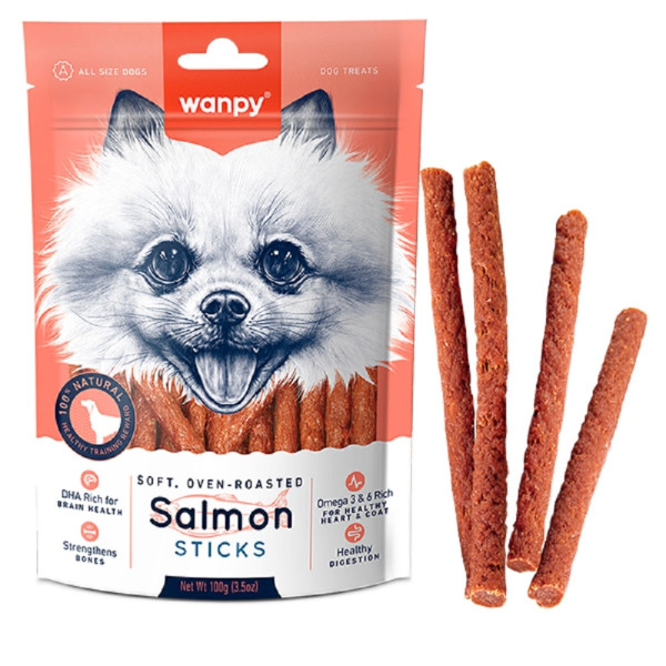 Ласощі Wanpy Salmon Sticks для собак палички з лососем 100 г