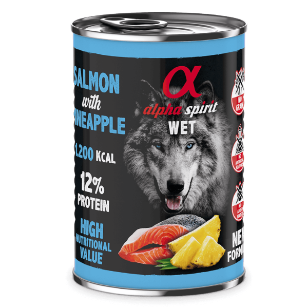 Вологий корм Alpha Spirit Salmon with Pineapple для дорослих собак з лососем та ананасами 400 г