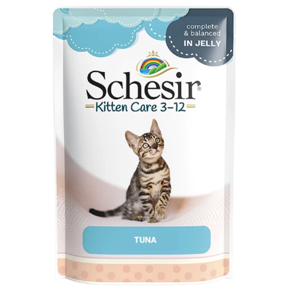 Вологий корм Schesir Kitten Care 3-12 Tuna Тунець у желе натуральні консерви для кошенят 85 г