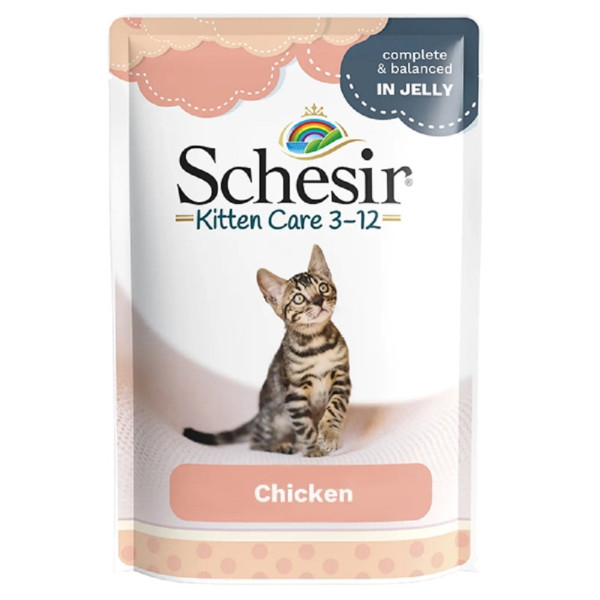 Вологий корм Schesir Kitten Care 3-12 Chicken Fillet Філе Курки у желе натуральні консерви для кошенят 85 г