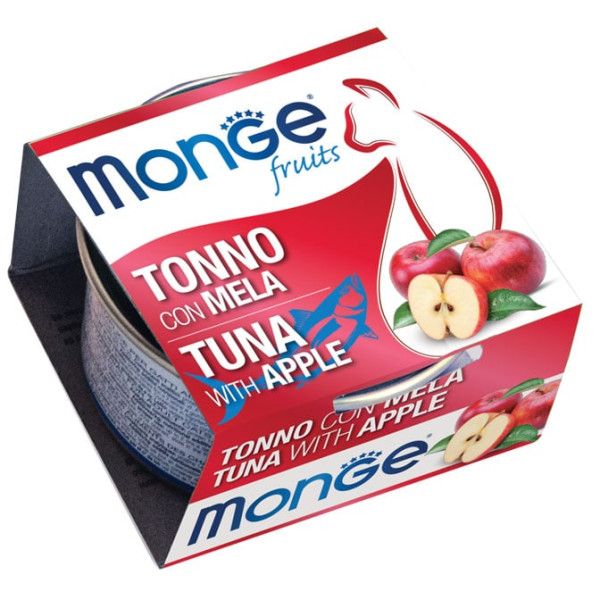 Вологий корм MONGE Fruits Adult Cat Tuna Flakes with Apple тунець з яблуком 80 г