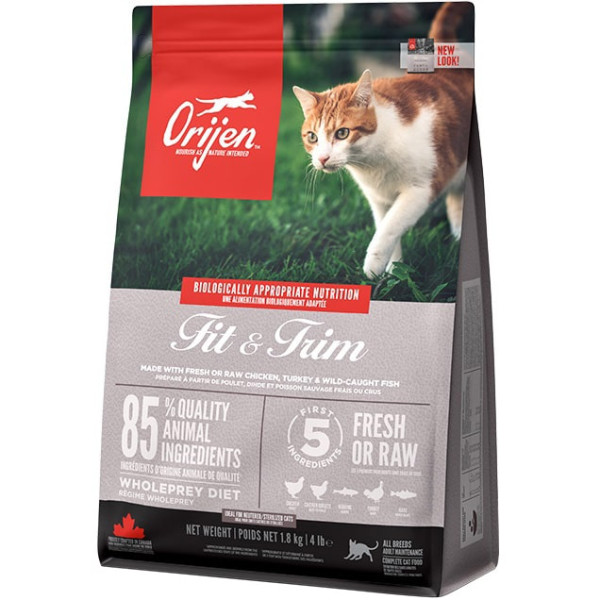 Сухий корм ORIJEN Fit and Trim Cat для дорослих котів всіх порід для підтримки здорової ваги курка, оселедець, індичка 1.8 кг