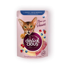 Вологий корм DELICKCIOS Duck & Wild Berries in Cream Souce Пластівці з качкою та лісовими ягодами у вершковому соусі для котів 85 г