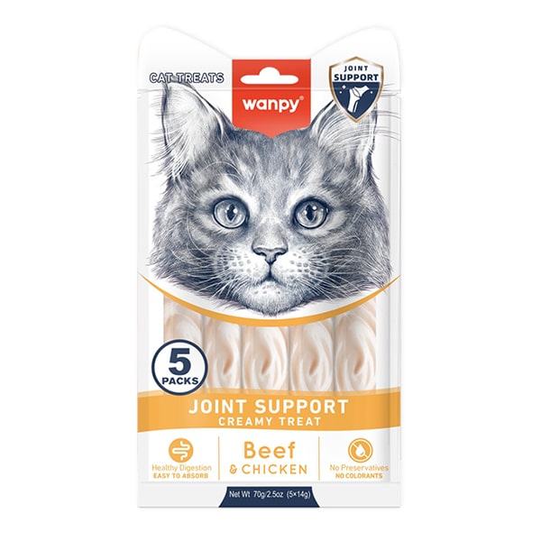 Функціональні рідкі ласощі для котів Wanpy Functional Creamy Lickable Treat Joint Support для Суглобів 70 г
