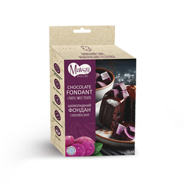 Ласощі для собак від 3-х місяців Mavsy freeze dried CHOCOLATE FONDANT WITH PURPLE SWEET POTATO шоколадний фондан з фіолетовим бататом 50 г