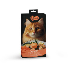 Ласощі кремові для котів Mavsy Creamy superfood SALMON WITH SCALLOP AND RED CAVIAR FOR CATS у вигляді кремоподібного пюре філе лосося з морським гребінцем та червоною ікрою, 15 г (5 шт) 75 г