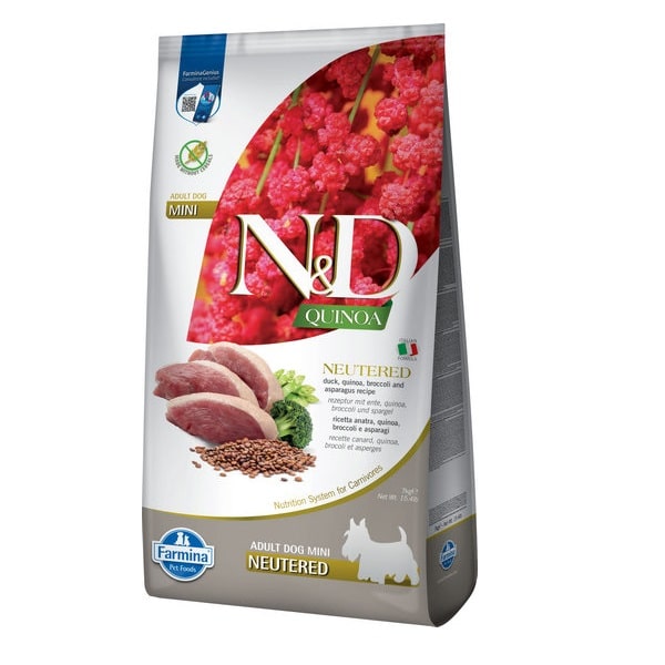 Сухий корм для стерелізованих собак Farmina N&D QUINOA DUCK, BROCCOLI & ASPARAGUS NEUTERED качка, кіноа, броколі та спаржа 7 кг