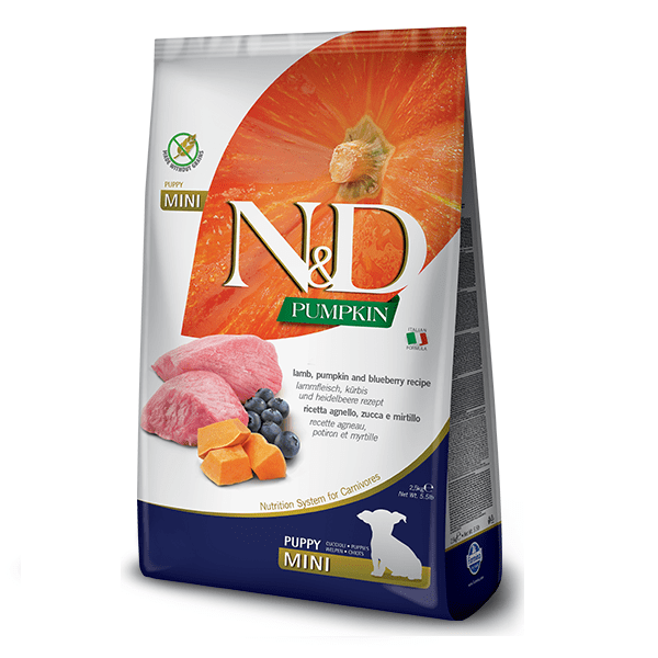 Сухий беззерновий корм N&D Grain Free PUMPKIN LAMB & BLUEBERRY PUPPY MINI для цуценят малих порід з гарбузом, ягням, чорницею 2.5 кг