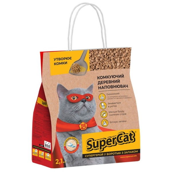 Деревний Наповнювач SuperCat Комкуючий 2,1 кг
