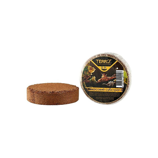Кокосовий субстрат для тераріуму для Равликів Ахатин, Рептилій, Амфібій, Павуків, Змій TerriX кокос пресований 0.9 л
