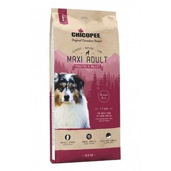 Сухий корм Chicopee CNL Maxi Adult Poultry & Millet для дорослих собак великих порід з птицею і просом 15 кг