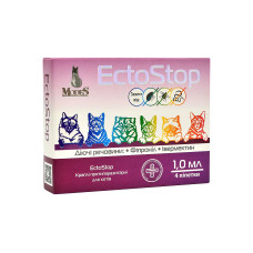 Протипаразитарні краплі ModeS ЕктоСтоп EctoStop для котів від бліх, кліщів, гельмінтів 4-8 кг 1 мл №1