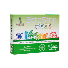 Протипаразитарні краплі ModeS ЕктоСтоп EctoStop для собак від бліх, кліщів, гельмінтів до 4 кг 0.5 мл №1